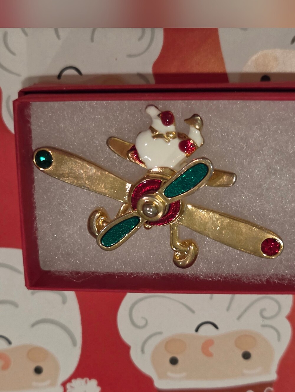 VINTAGE CHRISTMAS AIRPLANE BROOCH